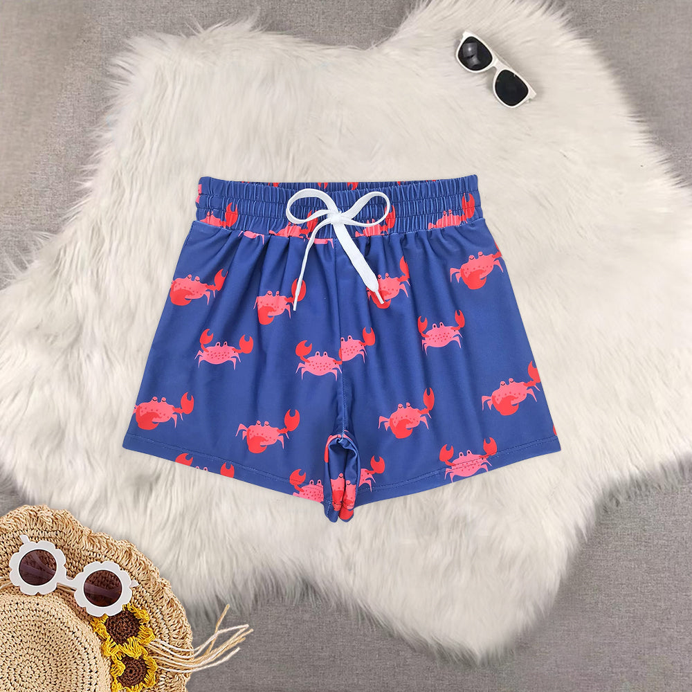 8.19 RTS Sibling Baby Boys Summer Swimsuits Red crab summer boy swim trunks