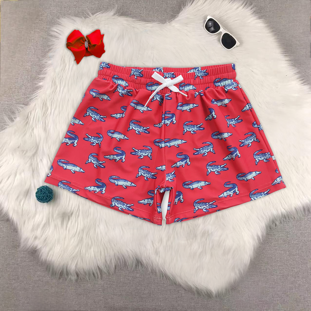 8.19 RTS Sibling Baby Boys Summer Swimsuits Red crocodule summer boy swim trunks