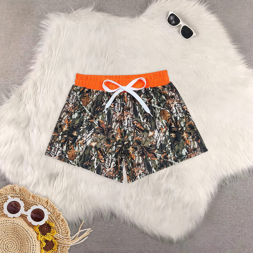 8.19 RTS Sibling Baby Boys Summer Swimsuits Olive camo kids boy summer swim trunks