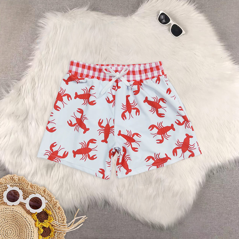 8.19 RTS Sibling Baby Boys Summer Swimsuits Red crocodule summer boy swim trunks