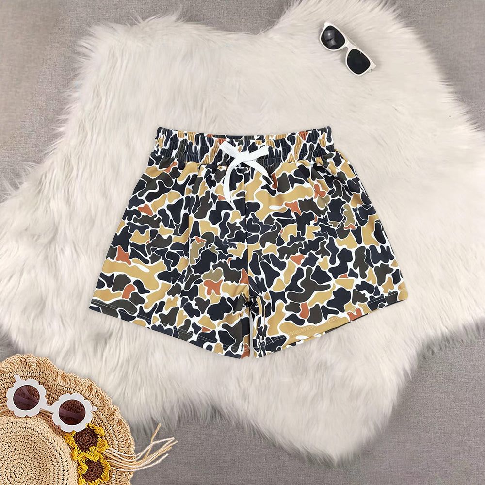 8.19 RTS Sibling Baby Boys Summer Swimsuits Olive camo kids boy summer swim trunks