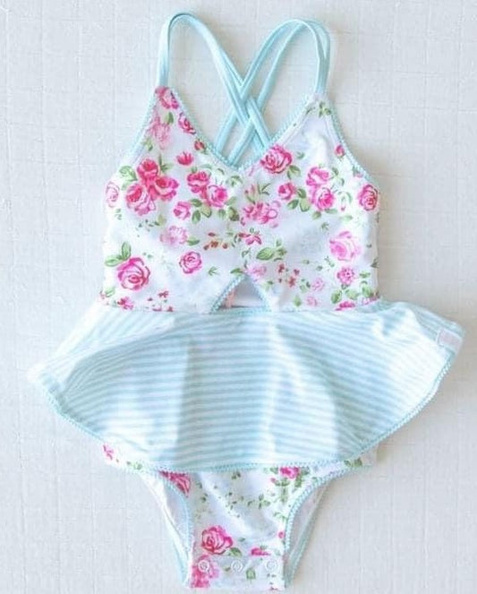 S0248 Pre-order baby girls clothes short sleeve swimsuit