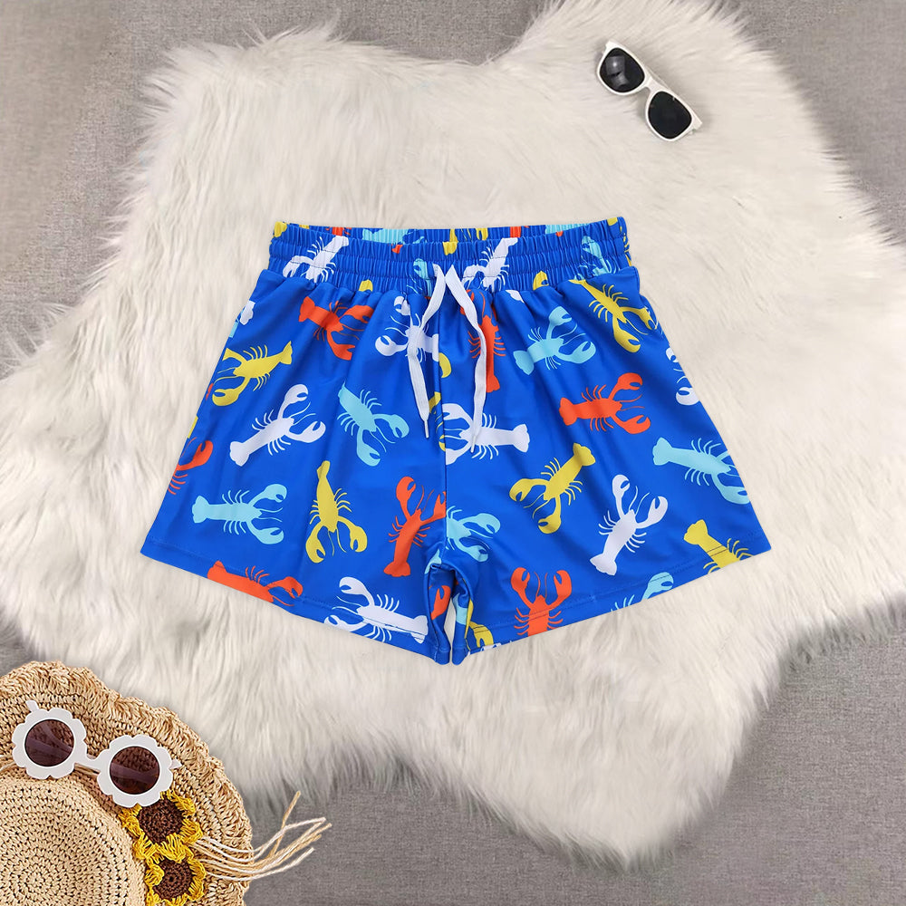 8.19 RTS Sibling Baby Boys Summer Swimsuits Red crocodule summer boy swim trunks
