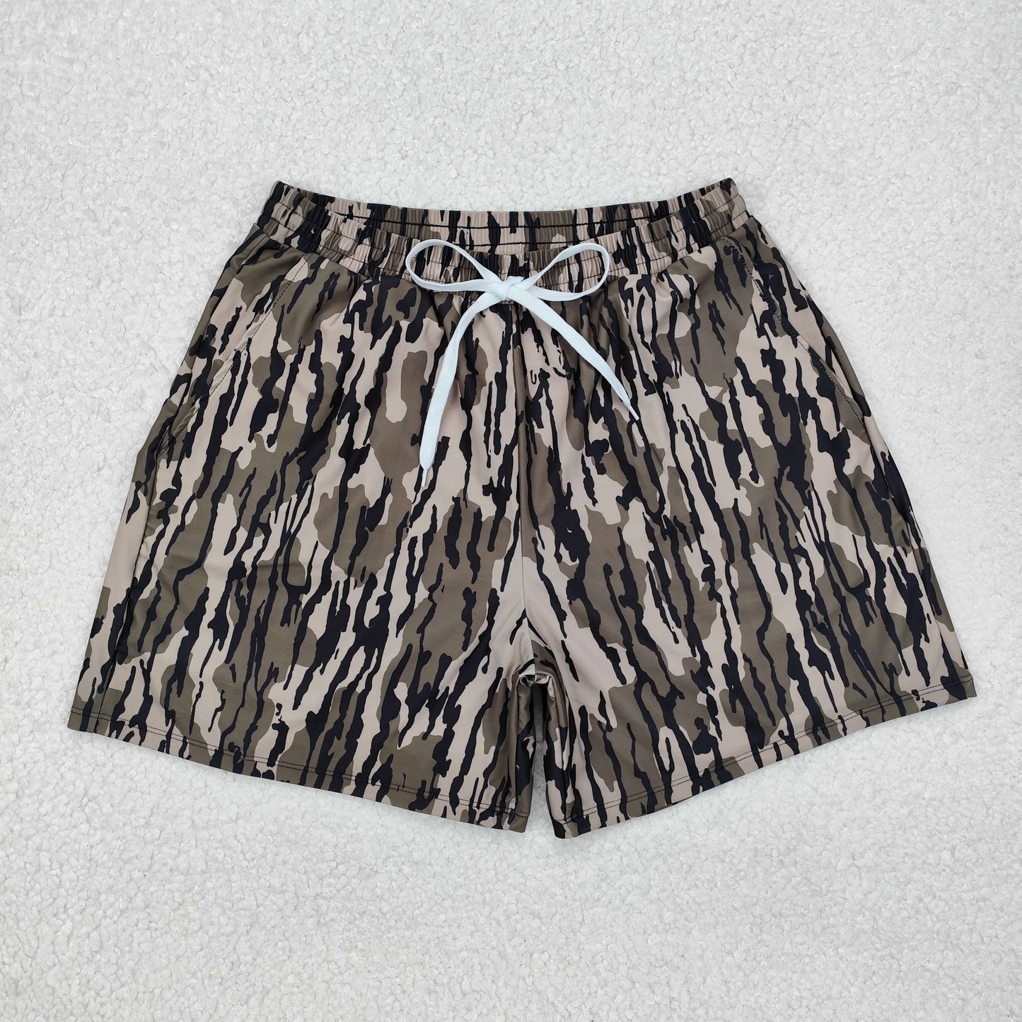 S0324Bottomland print adult men summer swim trunks