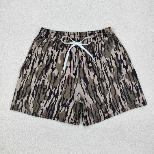 S0324Bottomland print adult men summer swim trunks