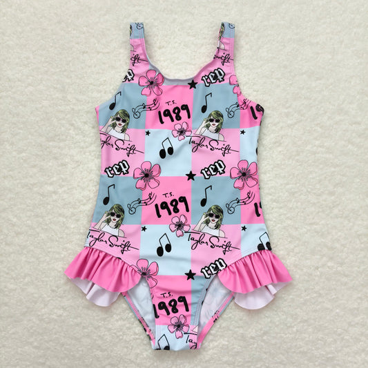 S0349  Kids Girls summer clothes sleeveless swimsuit