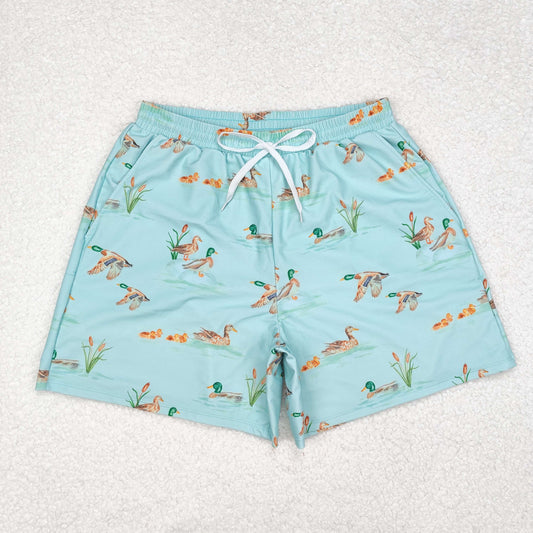 S0428 Green duck adult men summer swim shorts