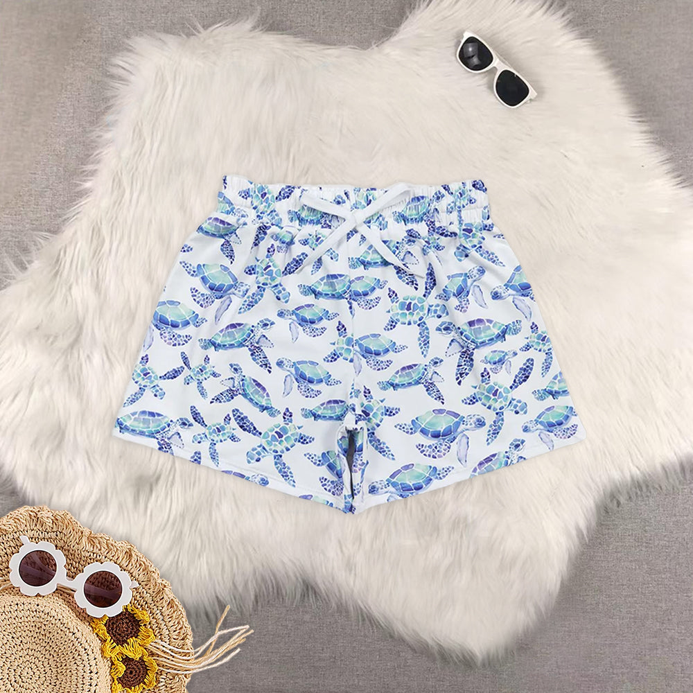 8.19 RTS Sibling Baby Boys Summer Swimsuits Turtle print kids boys summer swim shorts