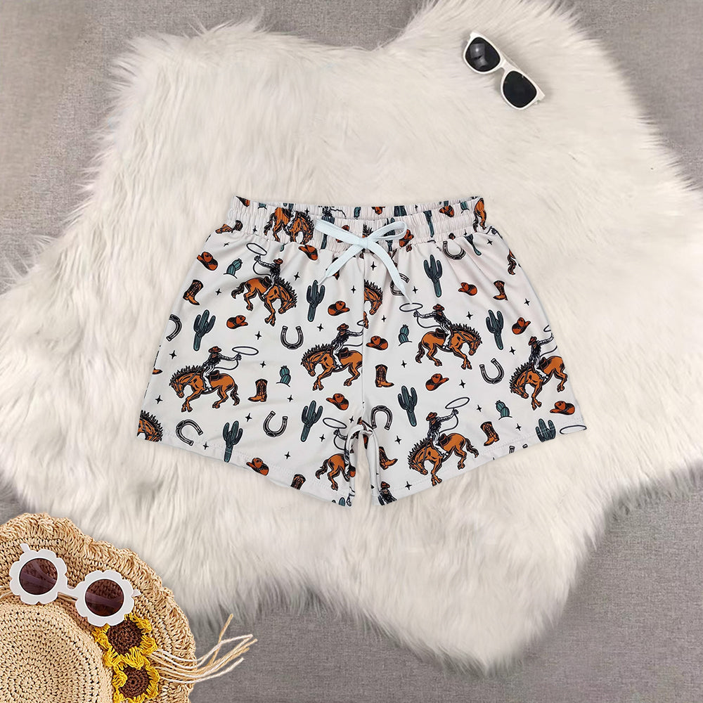 8.19 RTS Sibling Baby Boys Summer Swimsuits Highland cow aztec western kids boys summer swim trunks