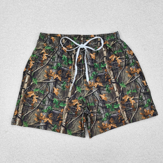 S0472Camo leaves summer adult men swim trunks