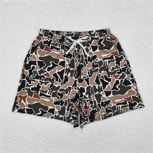 S0478RTS NO MOQ Adult Men's Swimsuits Adult Men's Brown Camouflage Swim Trunks Summer Lightweight Quick Dry Breathable Water Shorts for Beach And Pool