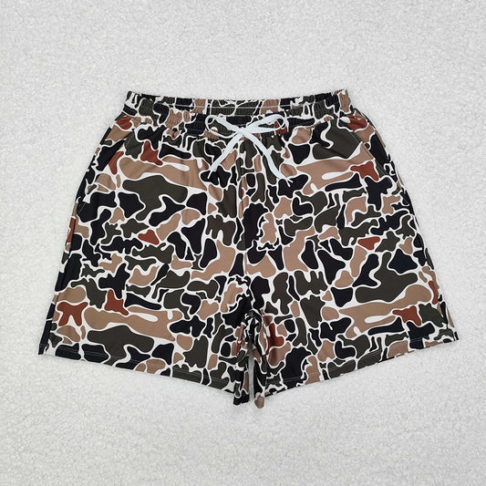 USA Warehouse (IN STOCK) S0478 Adult Man Brown Duck Camouflage Pockets Bottom Trunks Shorts Swimwear