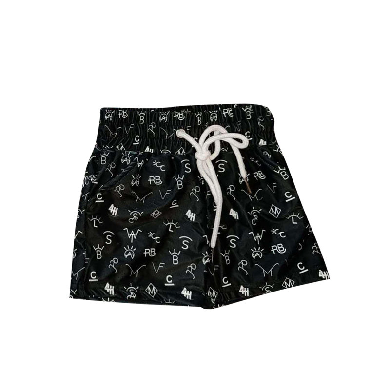 Black smile plaid baby boy summer swim trunks