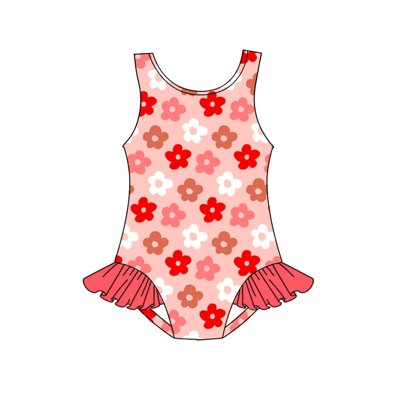 Sleeveless khaki black plaid baby girls summer swimsuit