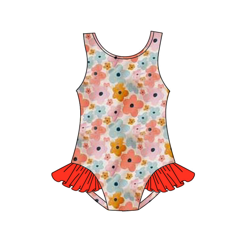 Sleeveless khaki black plaid baby girls summer swimsuit