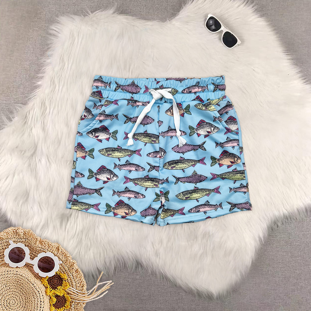 8.19 RTS Sibling Baby Boys Summer Shorts Black plaid pockets kids boys summer shorts