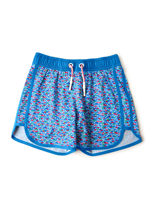 S0544Blue colorful fish toddler boys summer swim trunks