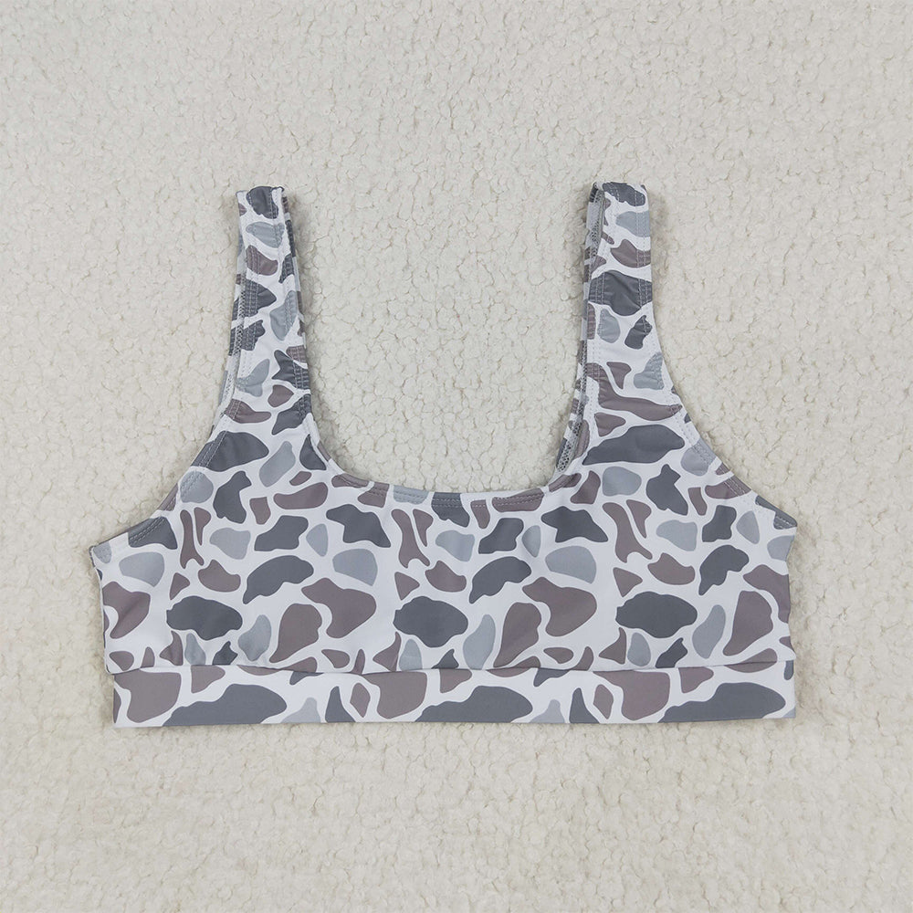 8.14 USA Shop (in stock)S0556RTS Adult Women's Swimsuit Adult Women Light Grey Camo Bra Swim Top