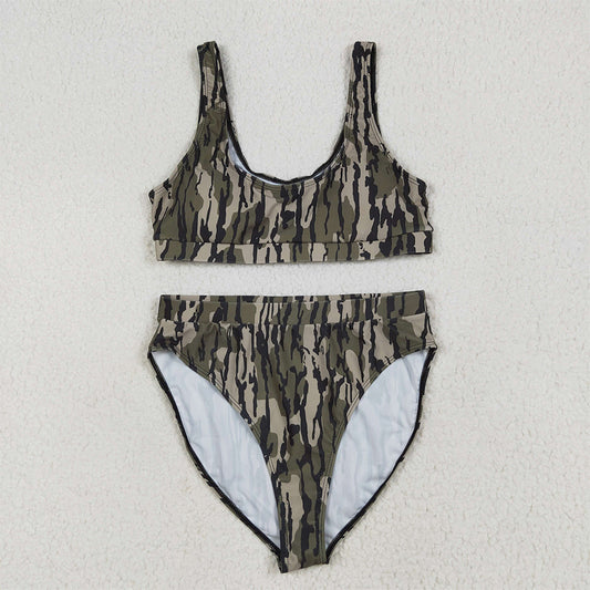 USA Shop (in stock)S0563+S0564 RTS NO MOQ Adult Women's Swimsuit Bottomland camo adult women summer swim top summer swim bottom sets