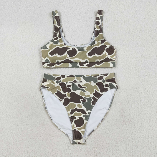 USA Shop (in stock) S0570+S0571 Adult Women's Swimsuit Camo adult women summer swim top Camo adult women summer swim bottom sets