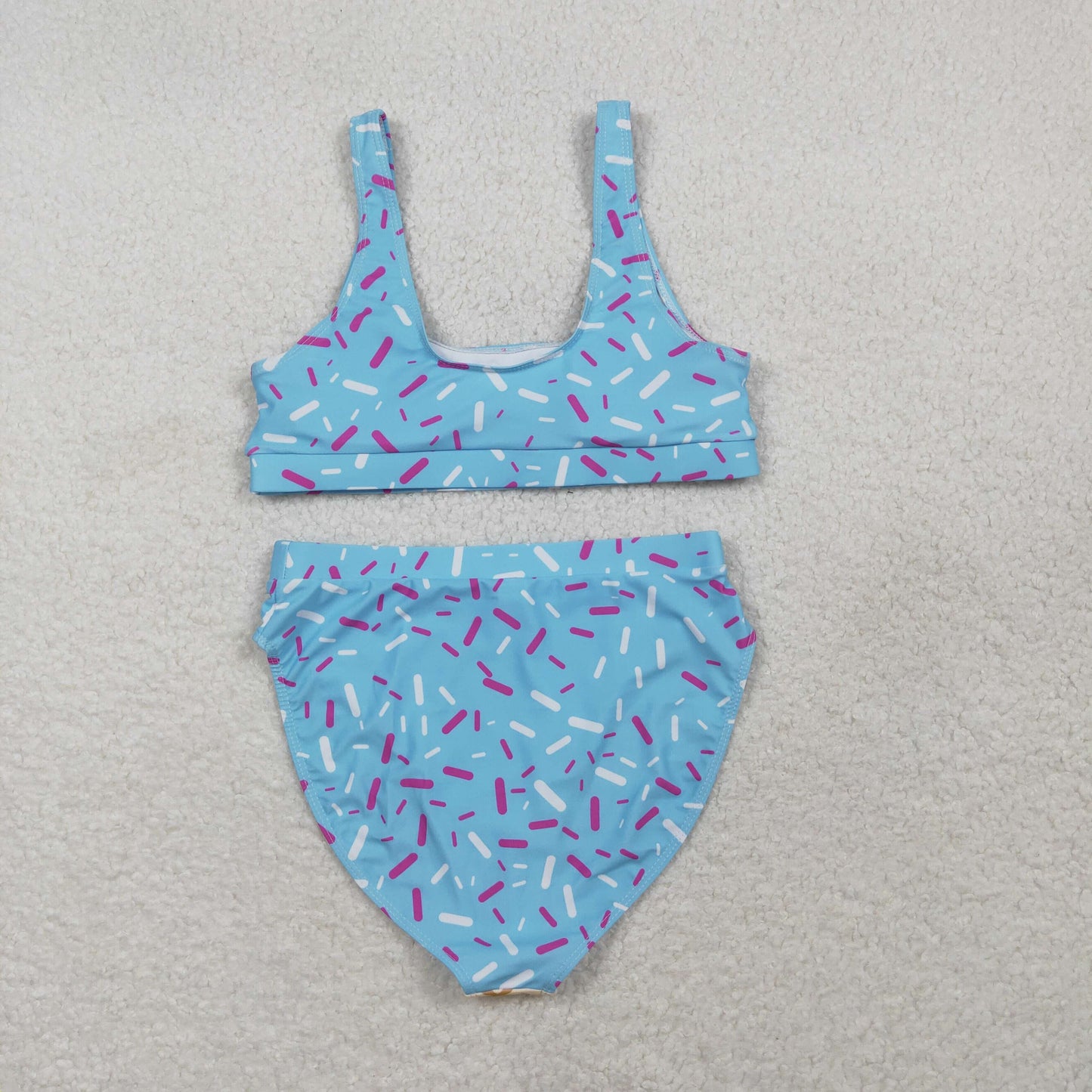 3.3 RTS NO MOQ （In stock）S0575 Adult Women Blue Drip Sprinkles Team Bra Swimming Tops