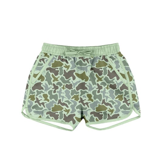 10.2 S0581 Pre order No Moq Baby Boys Green Ducks Camo Pockets Swimming Trunks