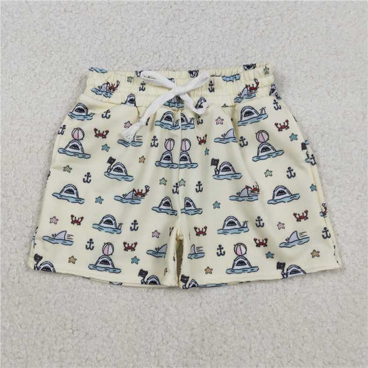 11.26 RTS NO MOQ （In stock）S0584 Baby Boys Summer Shorts Baby Boys Sea Starfishes Crabs Swimming Trunks Bottom