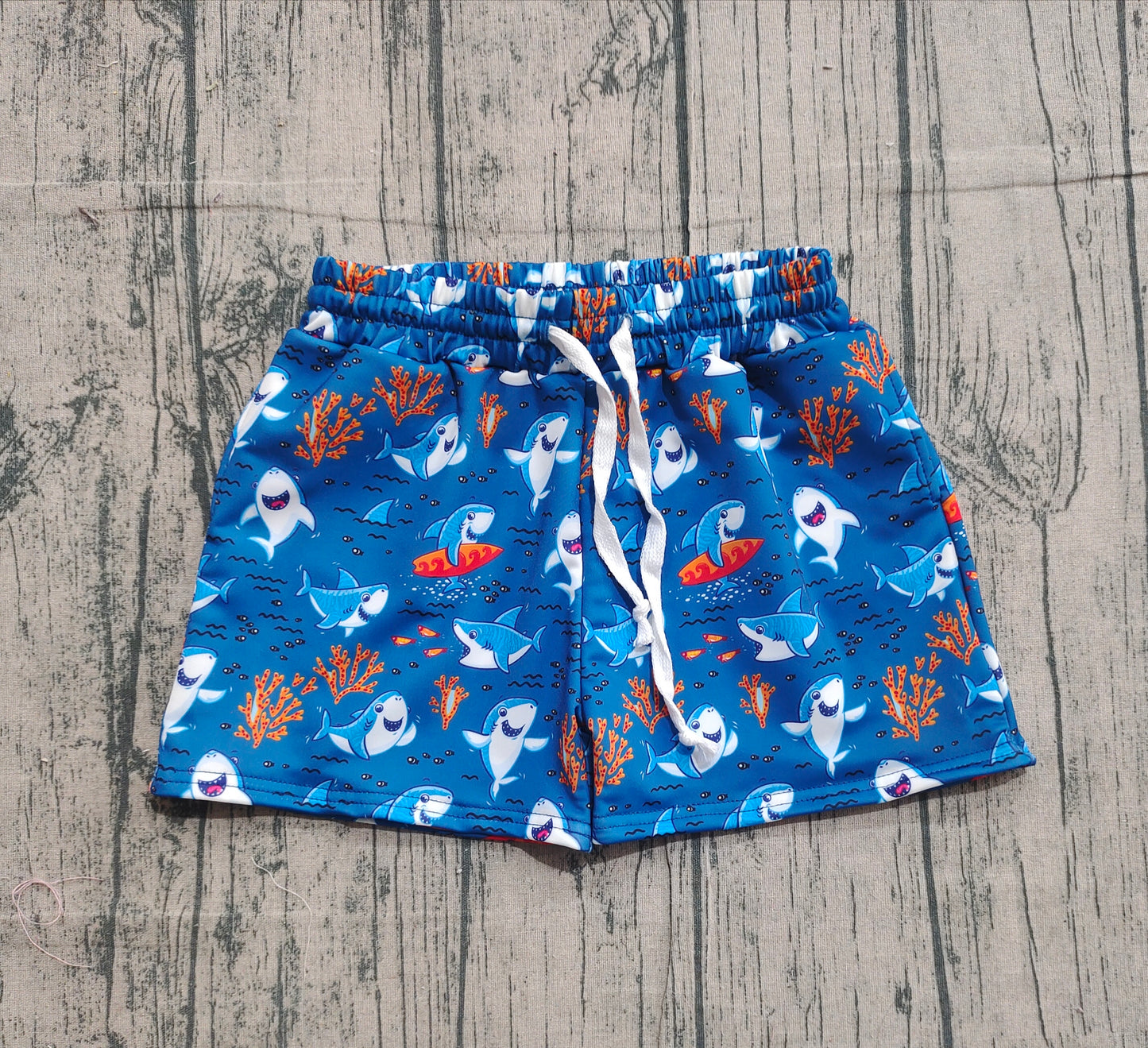 11.6 S0585 Sample No Moq Baby Boys Sea World Shark Swimming Trunks Bottom