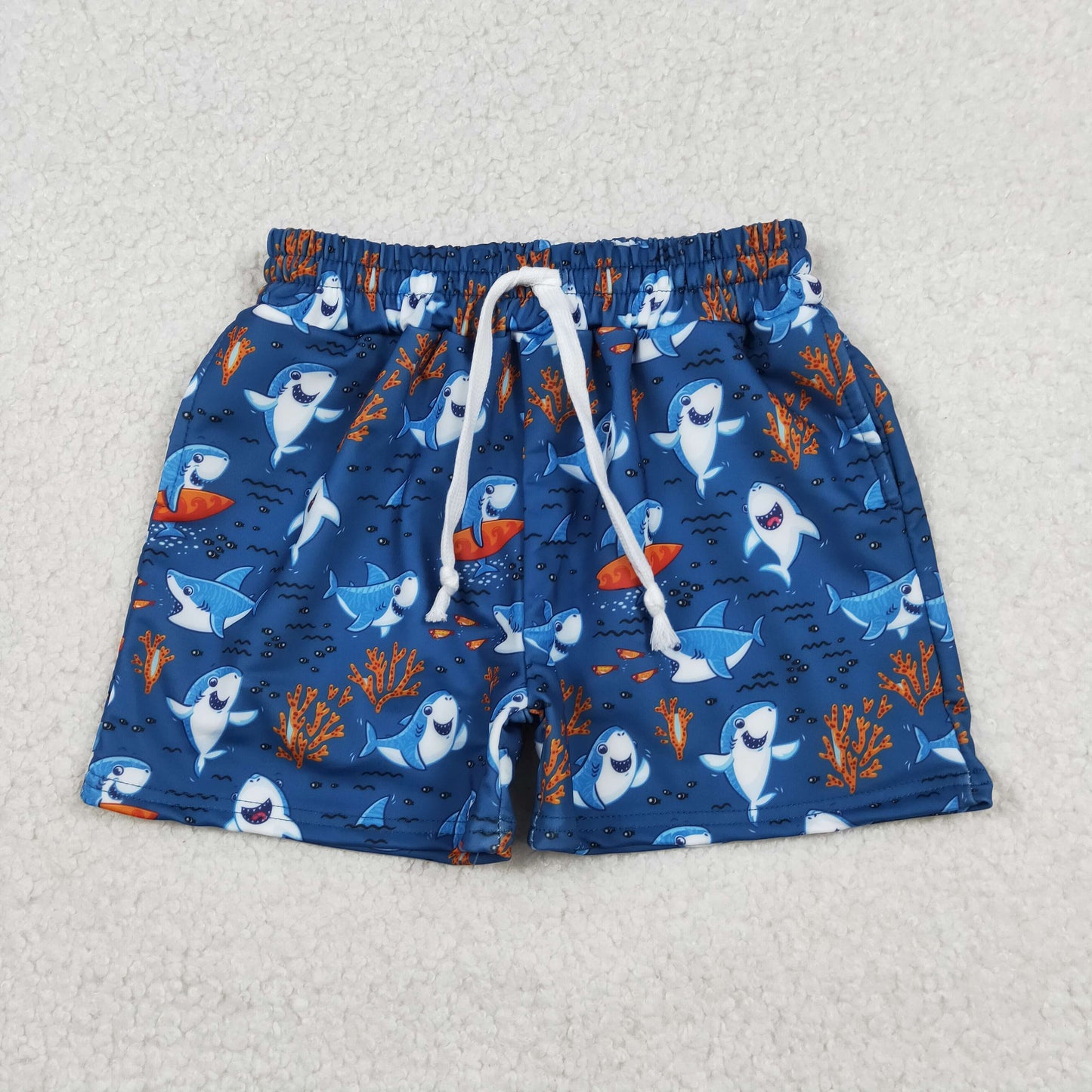 12.23 RTS NO MOQ （In stock）S0588 Baby Boys Summer Shorts Baby Boys Sea World Sharks Swimming Trunks Bottom