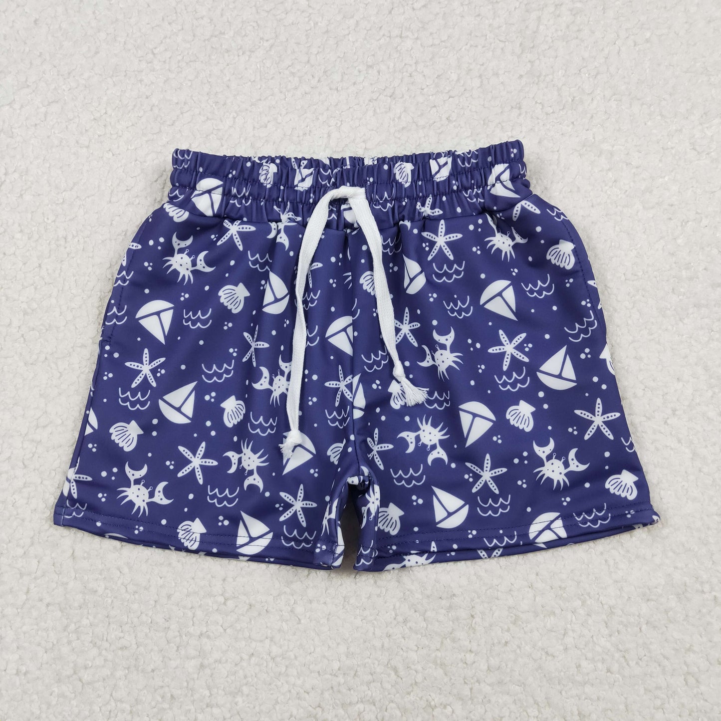 12.23 RTS NO MOQ （In stock）S0587 Baby Boys Summer Shorts Baby Boys Sea World Swimming Shells Trunks Bottom