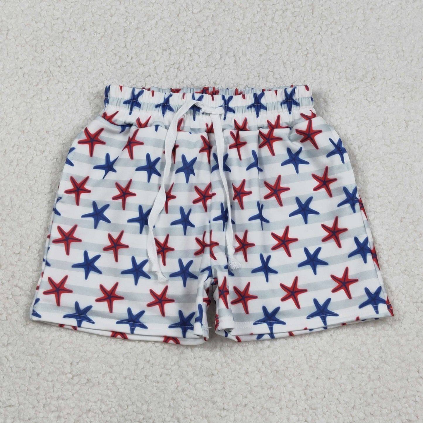 12.12 RTS NO MOQ （In stock）S0588 Baby Boys Summer Shorts Baby Boys Sea World Red Blue Starfishes Swimming Trunks Bottom