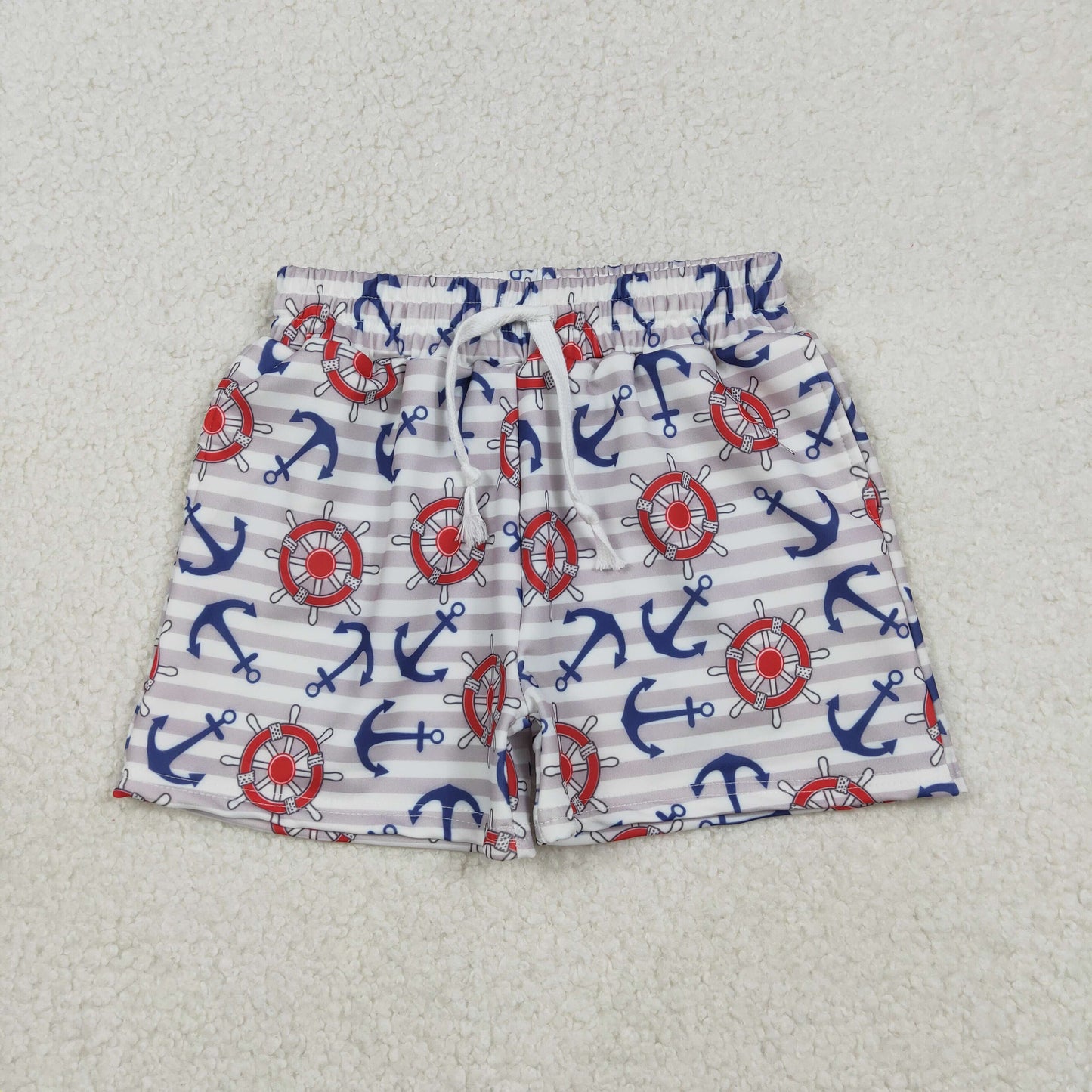12.9 RTS NO MOQ （In stock）S0589 Baby Boys Summer Shorts Baby Boys Sea World Boats Swimming Trunks Bottom