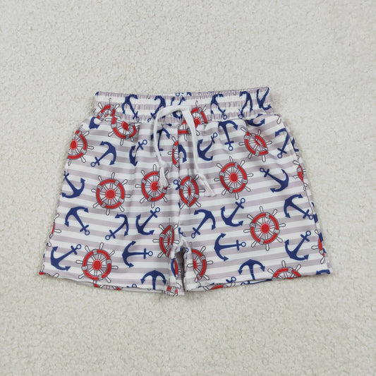 12.9 RTS NO MOQ （In stock）S0589 Baby Boys Summer Shorts Baby Boys Sea World Boats Swimming Trunks Bottom
