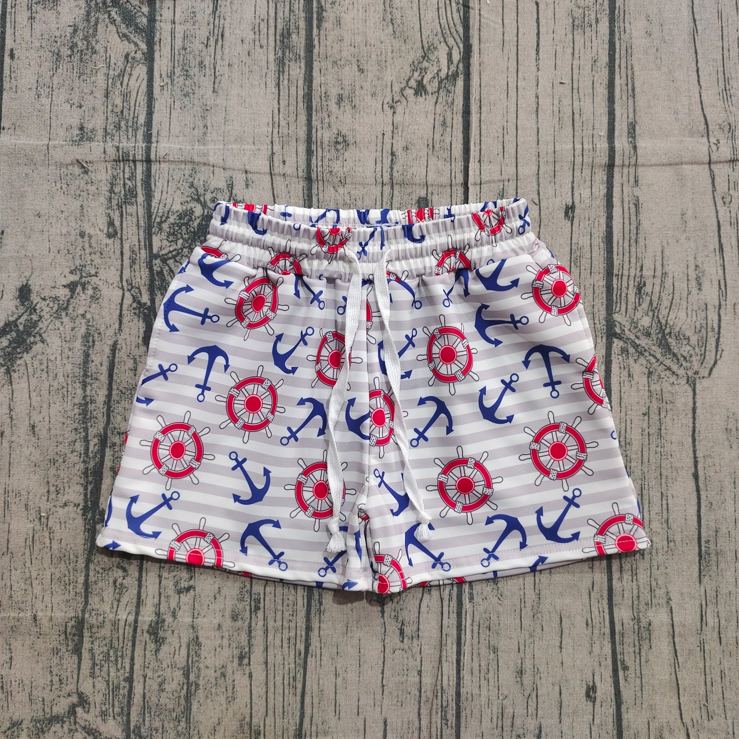 11.6 S0589 Sample No Moq Baby Boys Sea World Boats Swimming Anchors Trunks Bottom