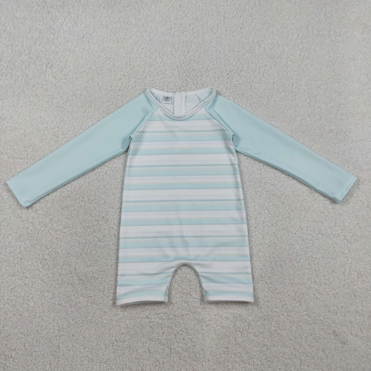 3.30 RTS NO MOQ （In stock）S0650 Long sleeves stripe baby boy summer swimsuit