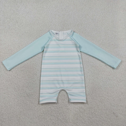 3.30 RTS NO MOQ （In stock）S0650 Long sleeves stripe baby boy summer swimsuit