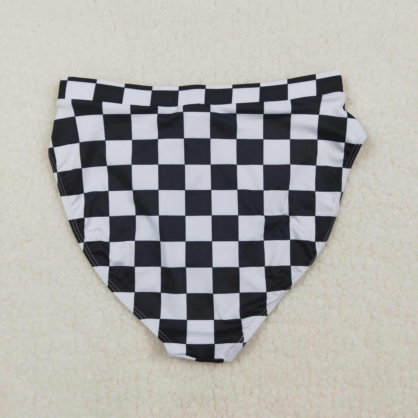 3.30 RTS NO MOQ （In stock）S0737 Black plaid adult women summer swim bottoms