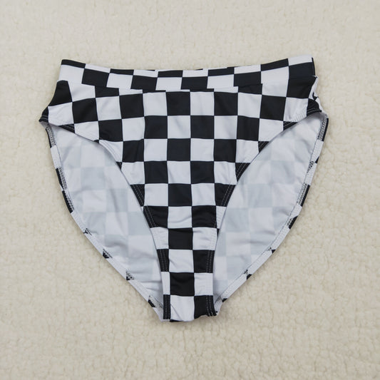 3.30 RTS NO MOQ （In stock）S0737 Black plaid adult women summer swim bottoms