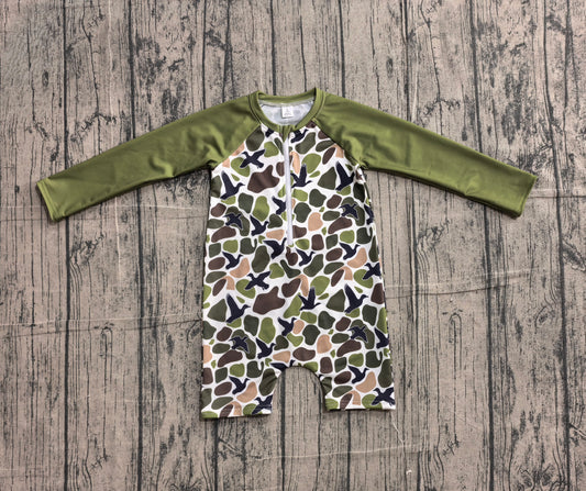 4.8 S0748 Sample No Moq Baby Boys Southern Green Camo Ducks Hunting Swimsuits
