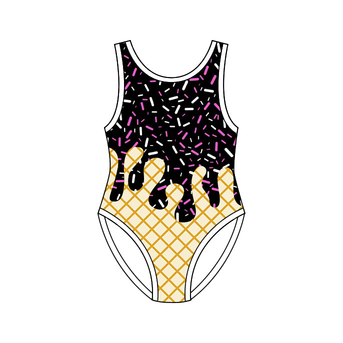 4.8 Pre order No Moq Baby Girls Sleeveless Sprinkles Drip Swimsuits