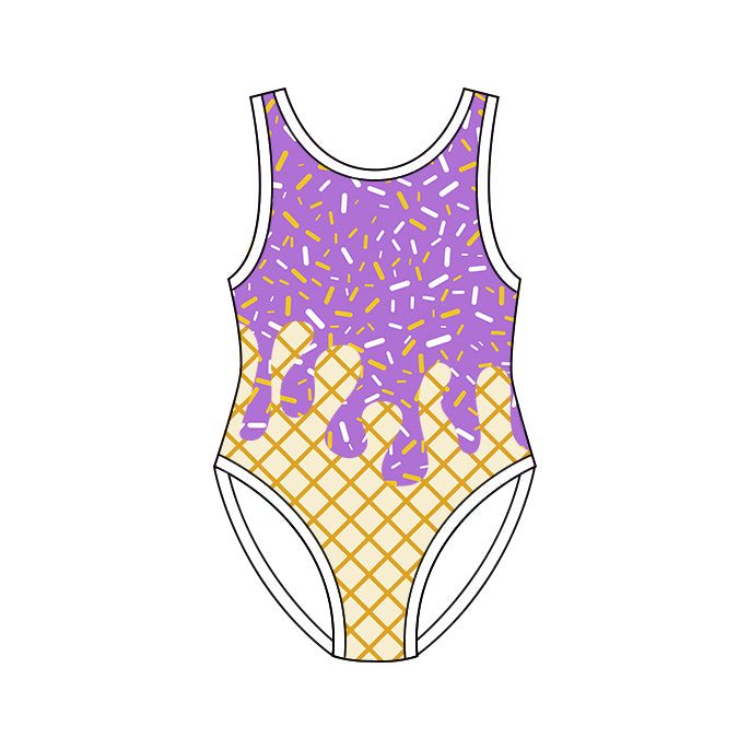 4.8 Pre order No Moq Baby Girls Sleeveless Sprinkles Drip Swimsuits