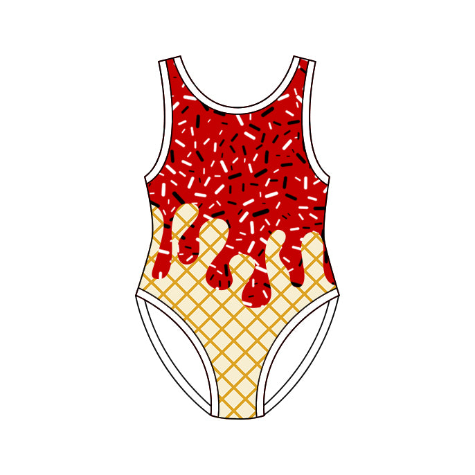 4.8 Pre order No Moq Baby Girls Sleeveless Sprinkles Drip Swimsuits