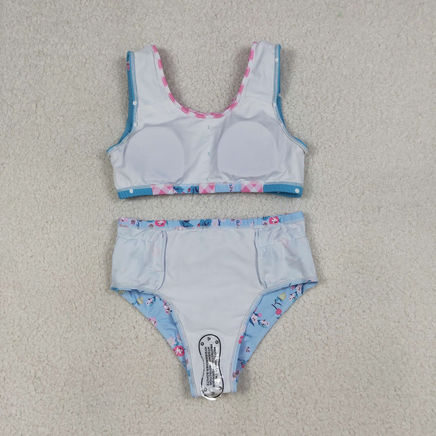 4.11 S0777 RTS NO MOQ （In stock ）Baby Girls Sleeveless Flowers Button Vest Top Bummies Short Swimsuits