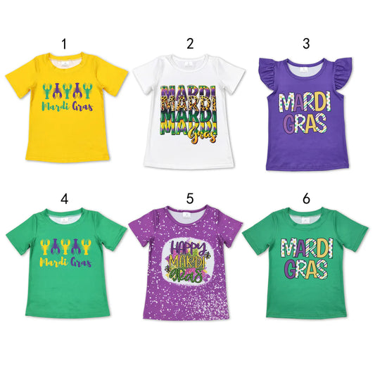 12.29 RST Sibling Girls Baby Boys Mardi Gras Short Sleeve Tee Shirts Tops