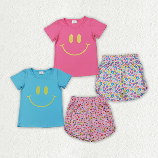 11.27 RTS Sibling Vinyl Baby Girls Short Sleeves Smile Top Floral Shorts Sets
