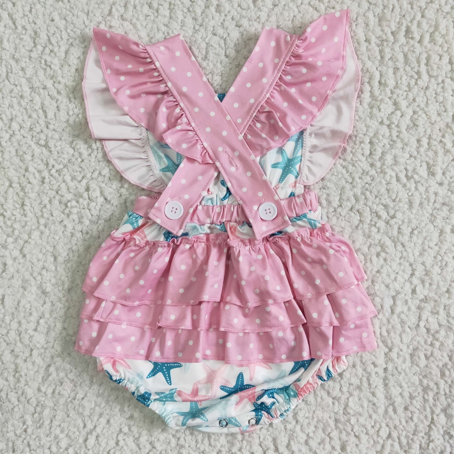 SR0022  Baby girls starfish summer rompers