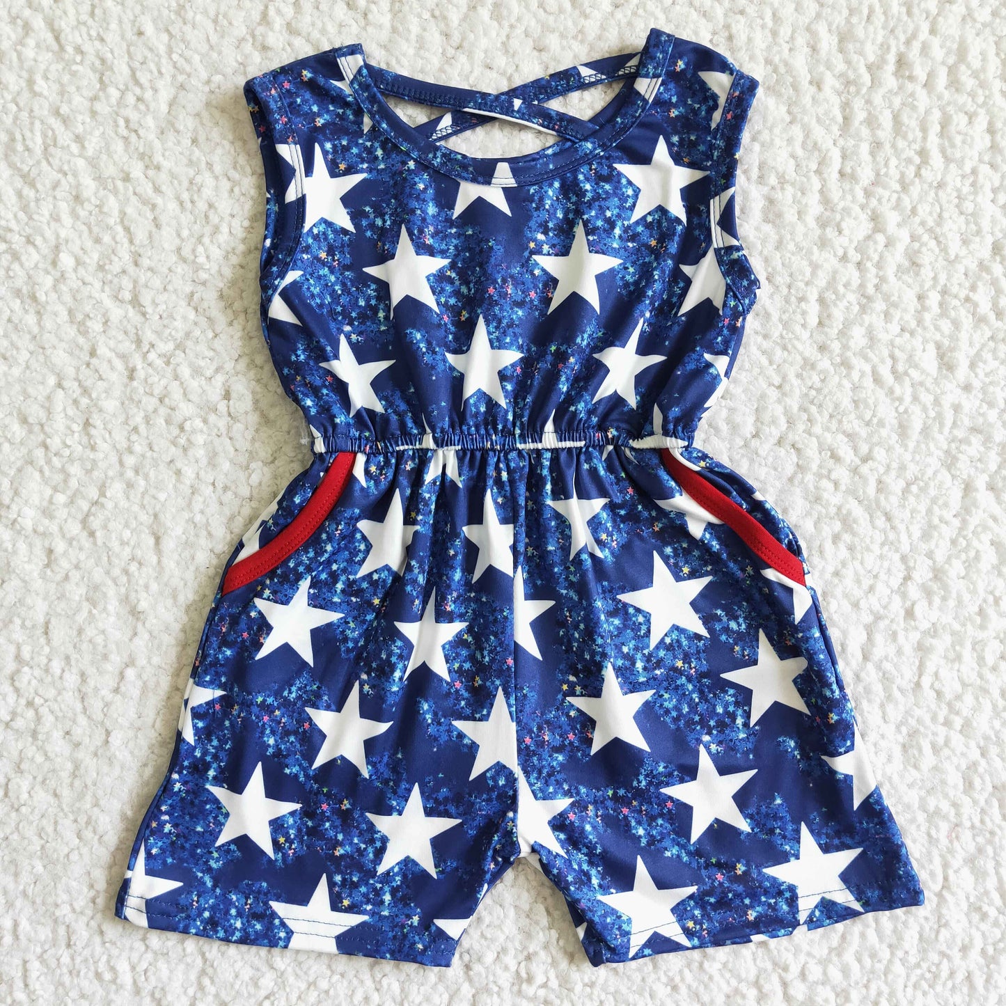 SR0028 Kids girls clothes star print sleeveless romper -promotion 2024.5.03 $5.5