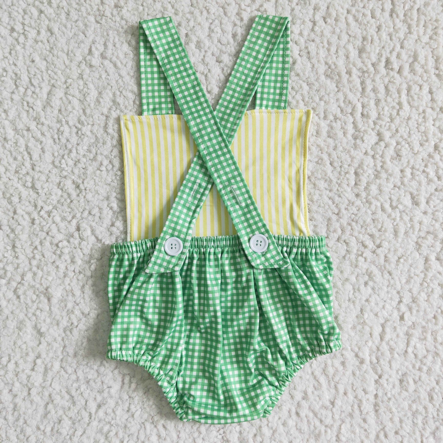 SR0036  Baby boys tractor plaid print romper