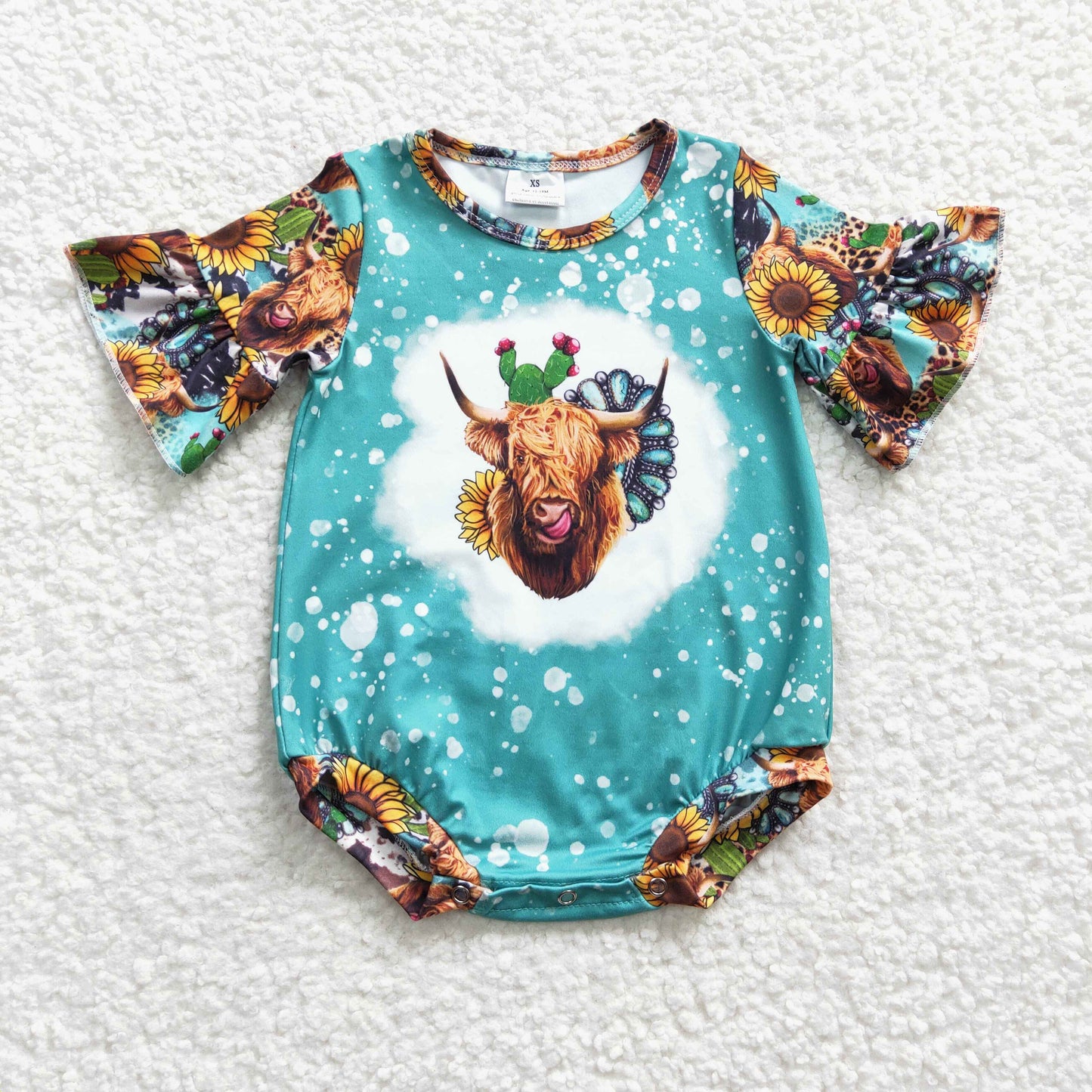 SR0126  Sales New RTS No Moq Short sleeves western girls romper