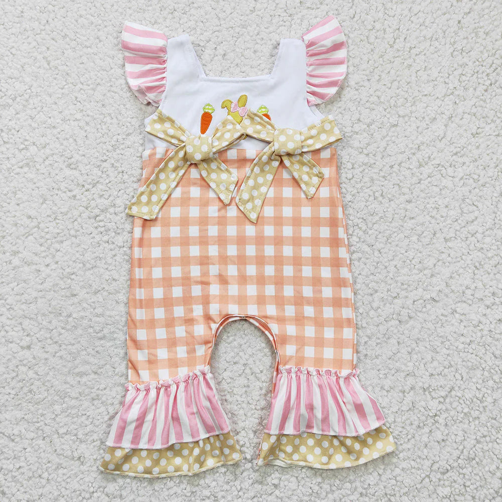 12.30 RTS Sibling Baby Girls Easter Rabbits Spring Rompers